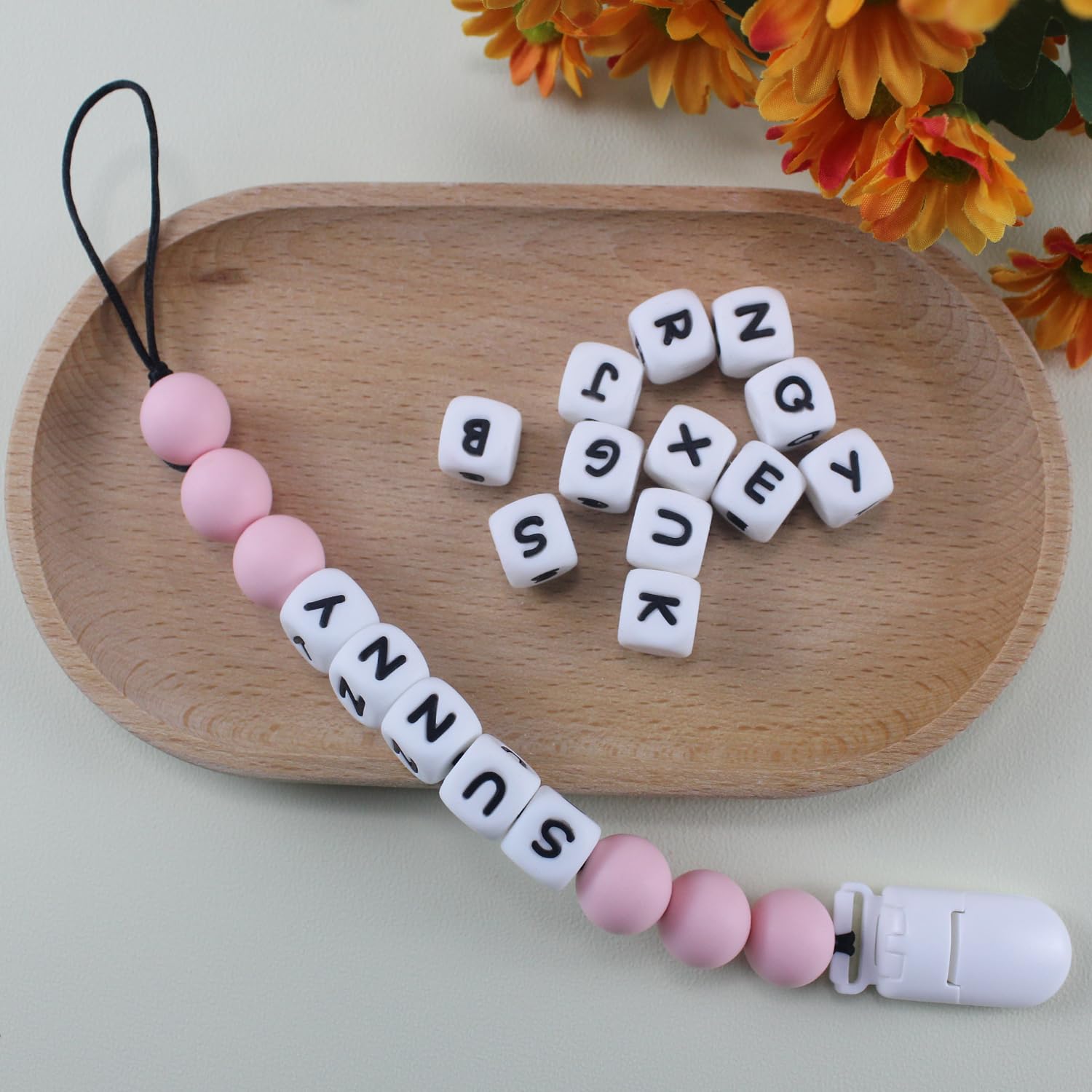 Personalized Multifunctional Stroller Clip Custom Name, Pink