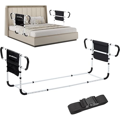 Double Bed Rail for Elderly Adults Safety, Adjustable Bed Assist Rail, Dual Side Bed Rail for Seniors Safety, Under Mattress Bed Guard Rail for Fall Prevention, Fits Twin/Full/Queen Beds