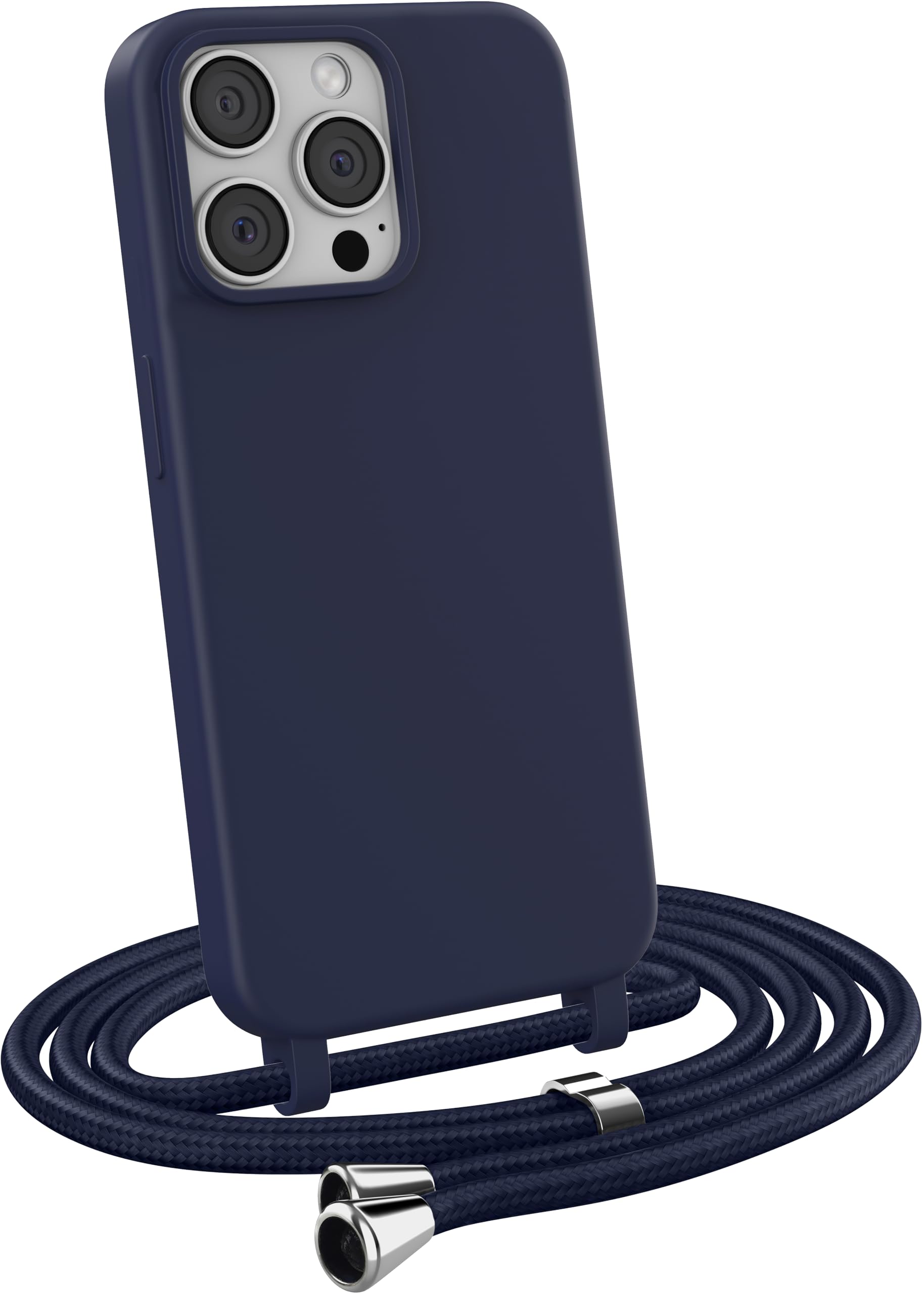 MyGadget smycz do telefonu dla Apple iPhone 14 Pro - [ Etui z regulowanym paskiem ] - TPU etui z paskiem do zawieszenia - Sznurek pokrowiec ochronny - Ciemnoniebieski