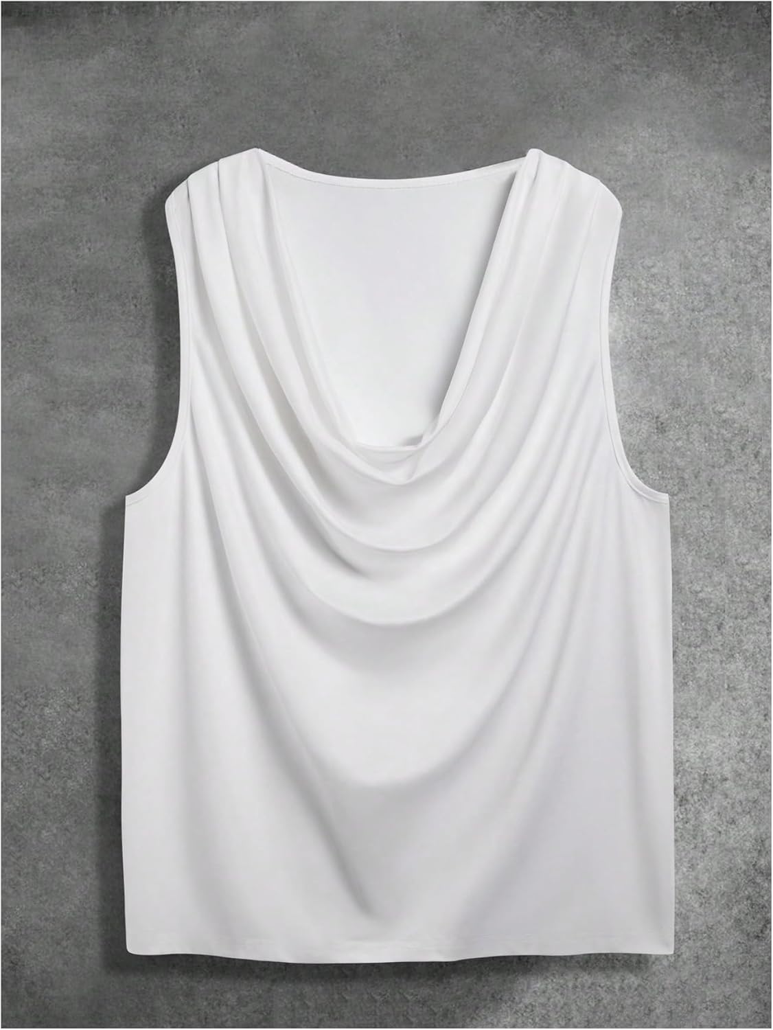 OYOANGLE Men's Cowl Neck Sleeveless T Shirts Draped Front Ruched Tank Top Casual Vacation Vest Streetwear - Image 3