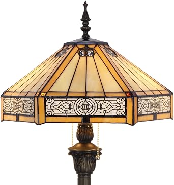 WERFACTORY Tiffany Floor Lamp Stained Glass Mission Standing Reading Light
