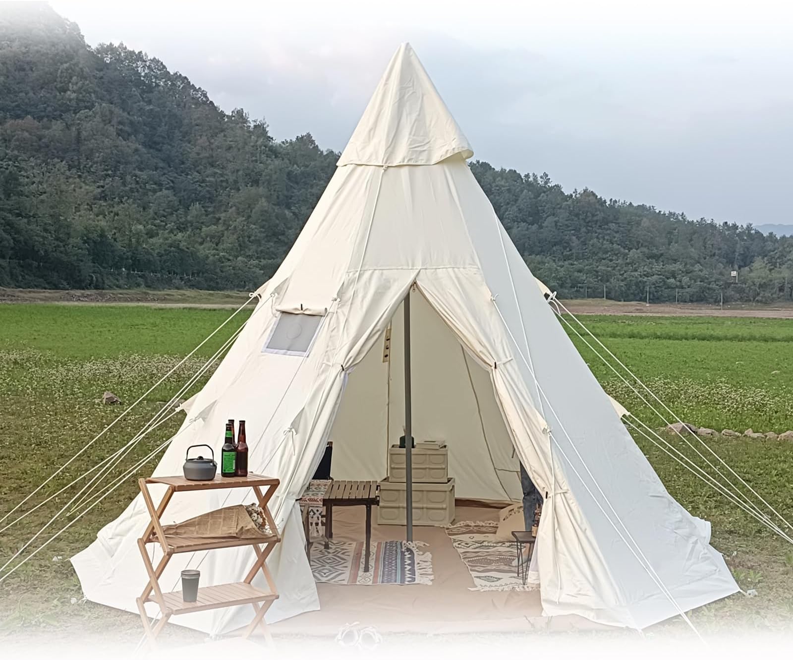 Camping Tent, 4 Season Family Tent for 4-6 Persons, Waterproof, Windproof & Weather Resistant for Glamping, Car Camping, Outdoor Parties, Fishing & Hiking