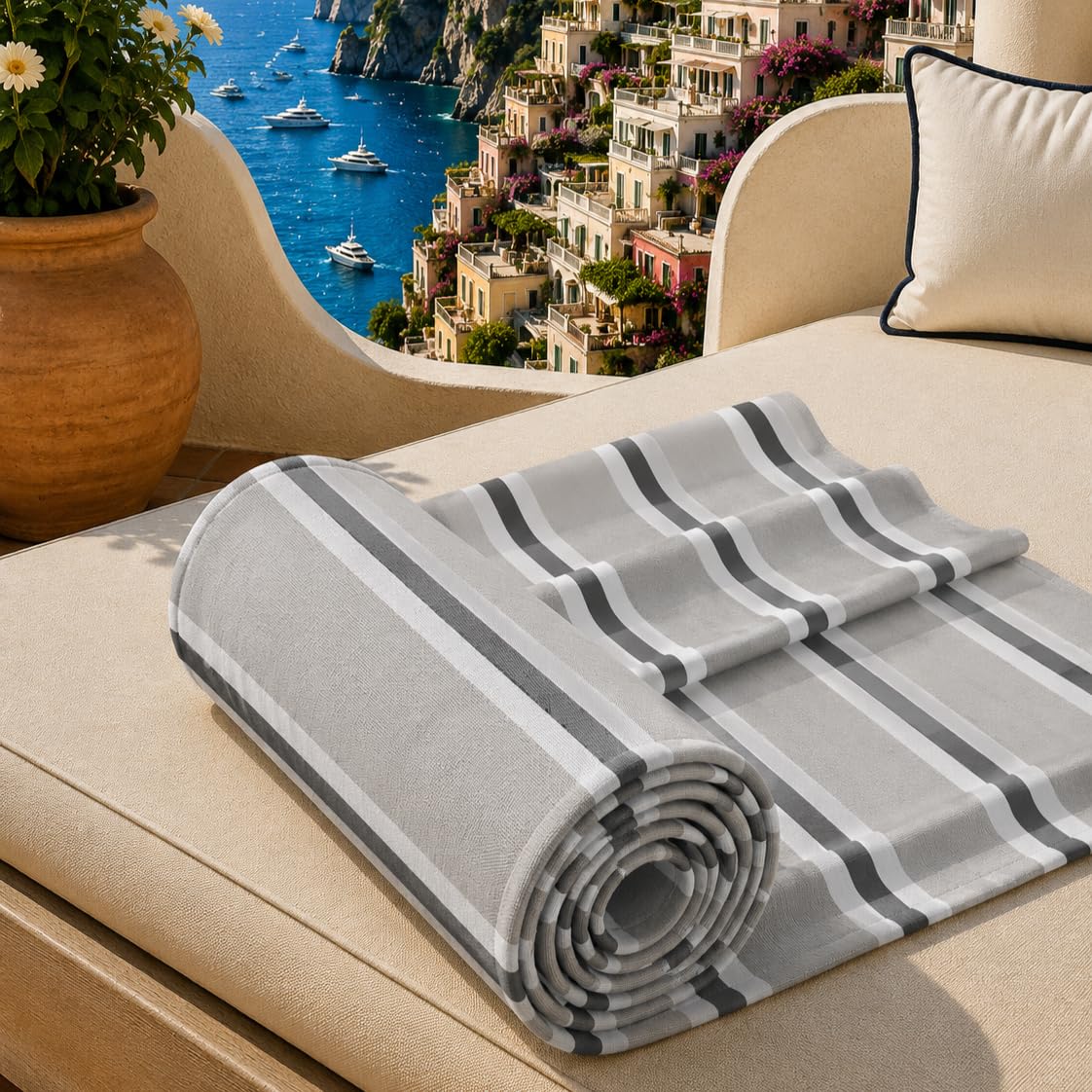 PETTI Artigiani Italiani - Microfibre Beach Towel, Beach or Pool Towel, Beach Towel, Large 90 x 180 cm, Millerighe 32