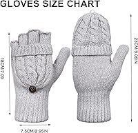 Vista 56 de Beurlike Guantes de invierno para mujer, de lana cálida, a prueba de viento, convertibles, sin dedos Negro