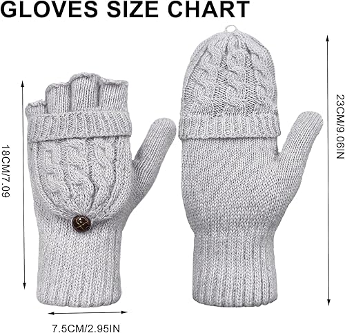 Miniatura 56 de Beurlike Guantes de invierno para mujer, de lana cálida, a prueba de viento, convertibles, sin dedos Negro