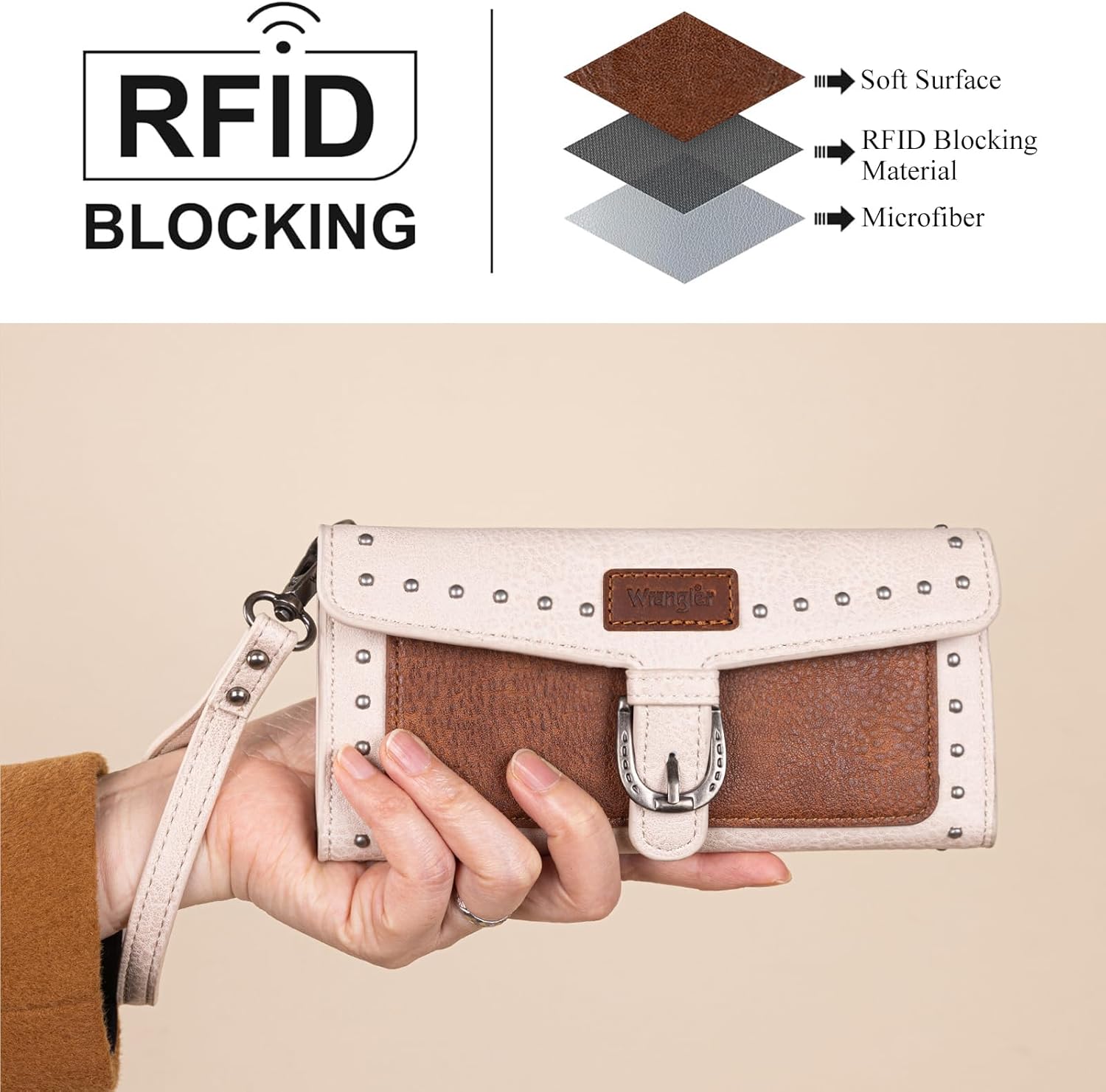 Montana West X Wrangler Womens Wallet Western Wristlet for Women Large Rfid Wallet with Detachable Credit Card Holder - Image 5