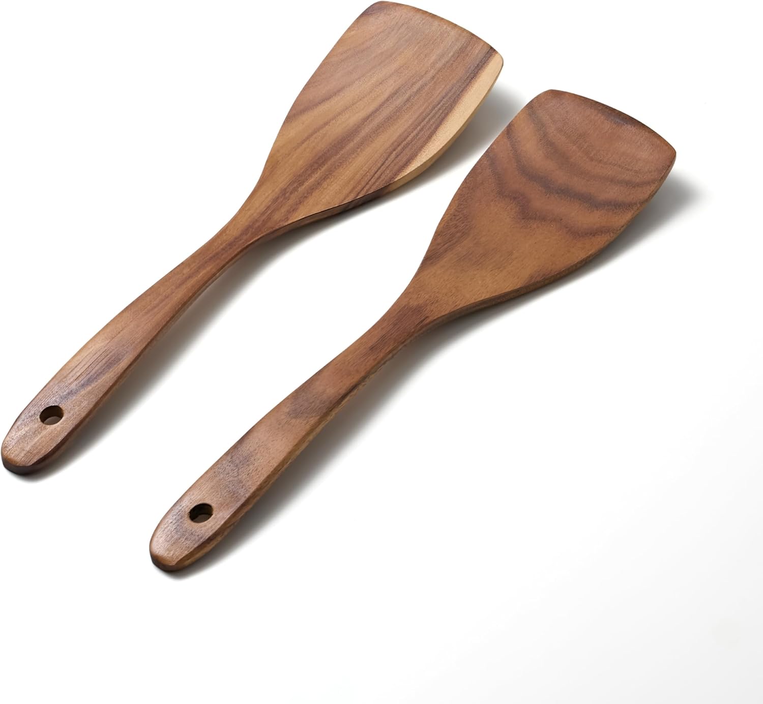 Wooden Spatula for Cooking - Wooden Spoons for Cooking - 12.5 Inch Teak Spatulas for Nonstick Pans - Wood Cooking Utensils - Wood Kitchen Utensils Set of 2 - Bamboo Spatulas - Wooden Turner Spatula - Image 6