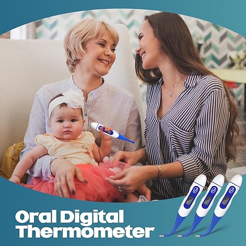 Vista 12 de TrelaCo Termómetro oral digital para adultos, 20 unidades, para fiebre, cuerpo basal, lectura rápida, punta flexible para axilas, medición