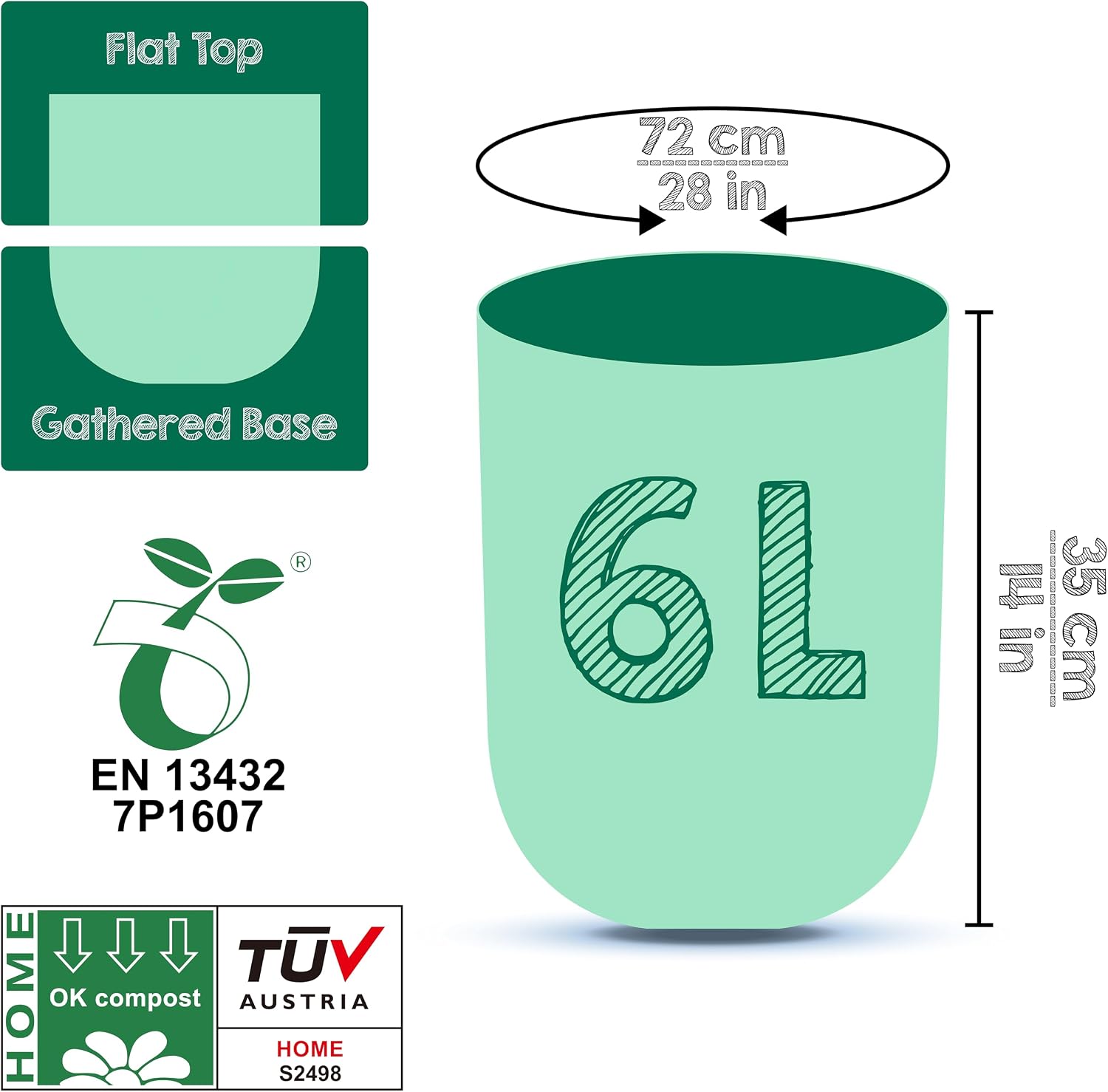 1.6 Gallon Compost Bags Small Compostable Trash Bags for Countertop Bin image 5