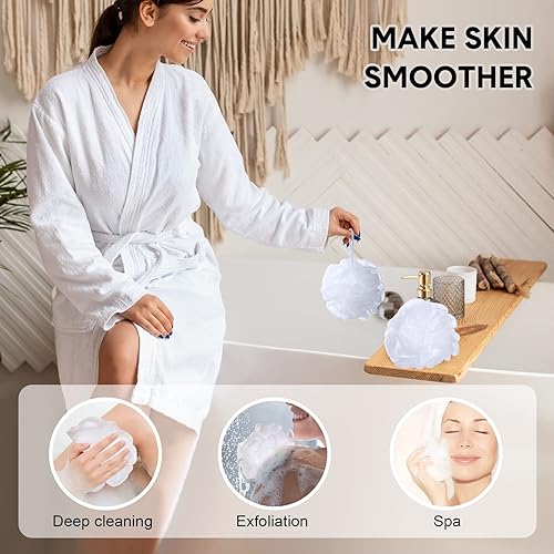 Miniatura 6 de CHENGU Paquete de 50 esponjas de esponja de baño de esponja de ducha, lufa de malla, bola de ducha, puf de baño, soplo corporal para mujeres y