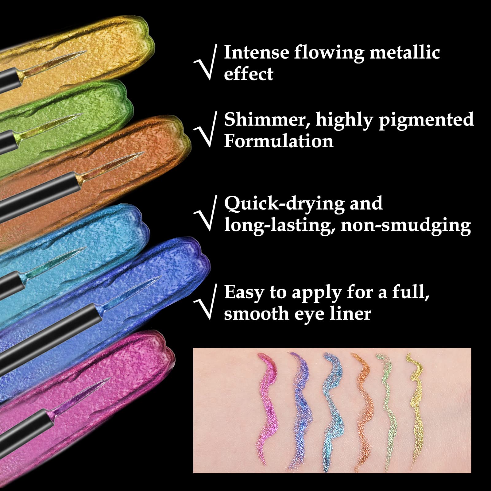 Amazon.com : Boobeen Liquid Glitter Eyeliner, Chameleon Colored
