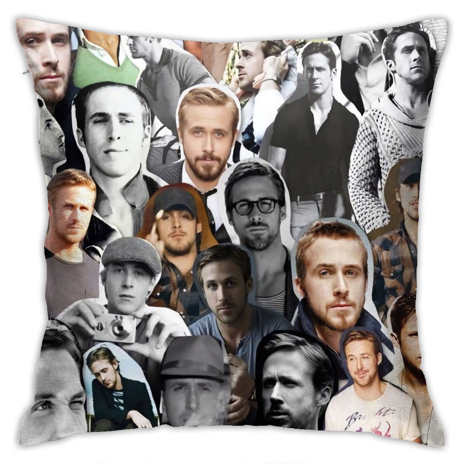 Funda Almohada Doble Cara Ryan Gosling - 45x45 Cm, Felpa Suave, Cremallera Oculta, Decoración Hogar