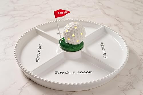 Miniatura 9 de Mud Pie Circa Divided Tray, White, 12 1/4" dia | Base para plaquitas intercambiables