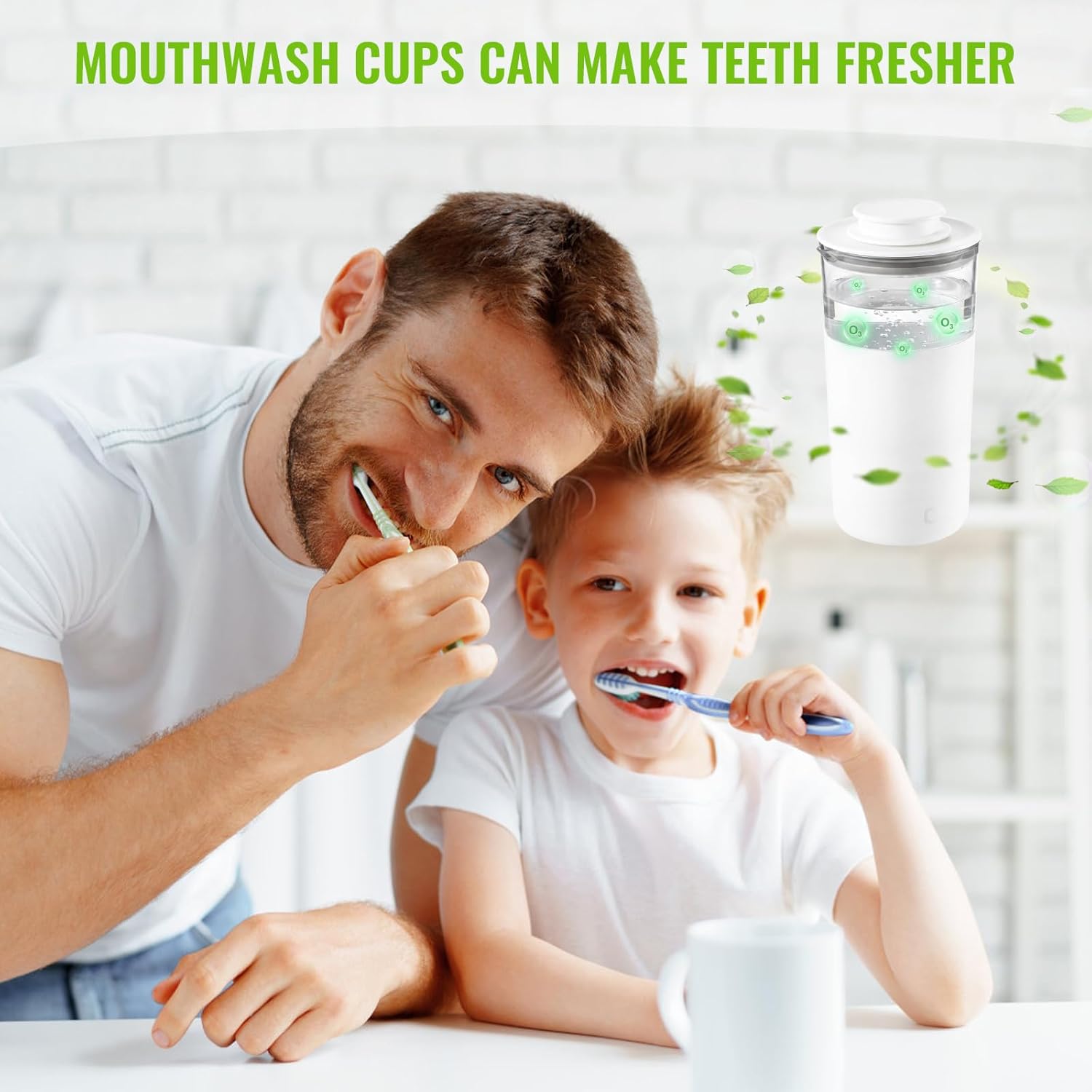 Ozone Hydrogen Water Cup – O3 Generator, 12oz Automatic Electrolytic for Ozone Water Oral Care, Fresh Breath, Teeth Brushing & Flushing, Multi-Functional Purified Mouthwash Cup Healthy Partner