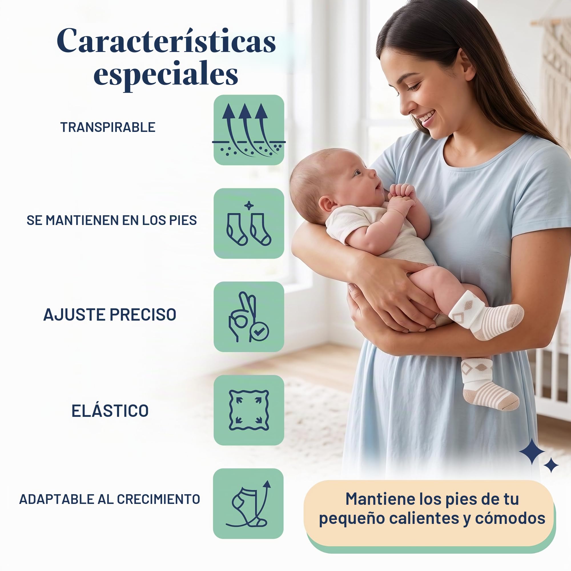 Mother's Choice Calcetines de algodón orgánico para bebé, 12 pares, unisex, de 0 a 6 meses, suaves, hipoalergénicos, para recién nacidos y bebés, regalos para bebés y niñas (12 unidades, marrón)
