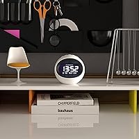 Vista 3 de NEWGATE® Centre of The Earth Alarm Clock Round Retro Digital LCD Clock White Ideal for Bedside, Desk or Shelf Retro Bedroom & Office