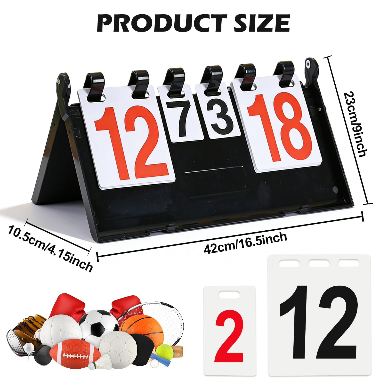 Cruscotto sportivo a 4 cifre, 38,8 x 21 x 21 cm Sportivo Tabella di punteggio a 4 cifre, cruscotto di flip, cruscotto, contatore manuale per competizione sportiva