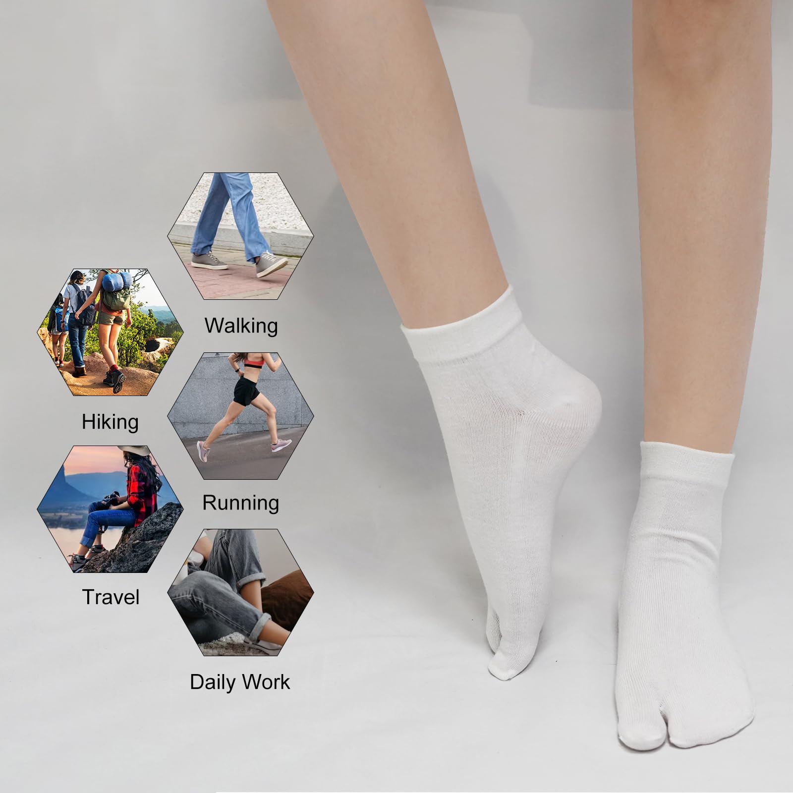 Calcetines Tabi Dedos Mujer: Divertidos Flip Flop Calcetines De Dos Dedos Algodón Casual Pulgar Separado para Geta Kimono Chanclas Estilo Japonés Patrón De Sakura 4 Pares Talla 35-41