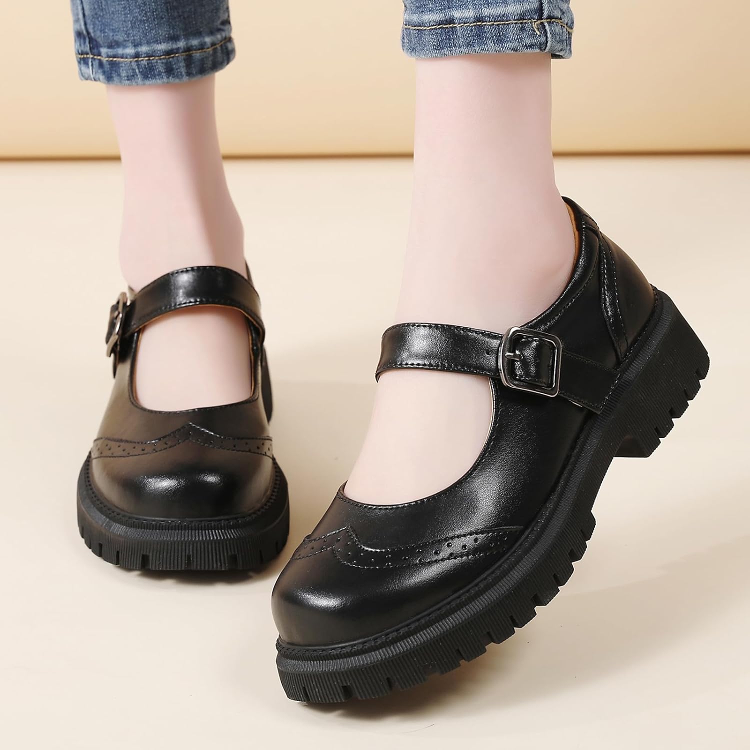 Mary Jane Shoes Women Mary Janes for Women Platform Ladies Non Slip Chunky Maryjane Flats Shoe Casual Dress Comfortable School Shoes - Image 3