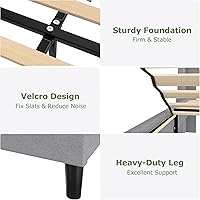 Vista 7 de VECELO Base de cama Queen con estación de carga, puertos tipo C y USB, cama de plataforma tapizada con cabecera de almacenamiento con respaldo