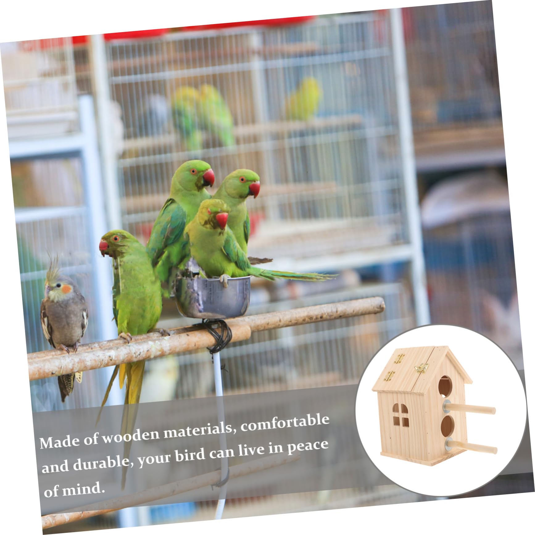 DOITOOL Caja Terrario De Aves Criadero De Madera Nido De Pájaro De Madera Casa De Pájaros De Madera Juguetes De Aves para Periquitos Accesorio Periquito Nido para Dormir G5 Ventana Munia
