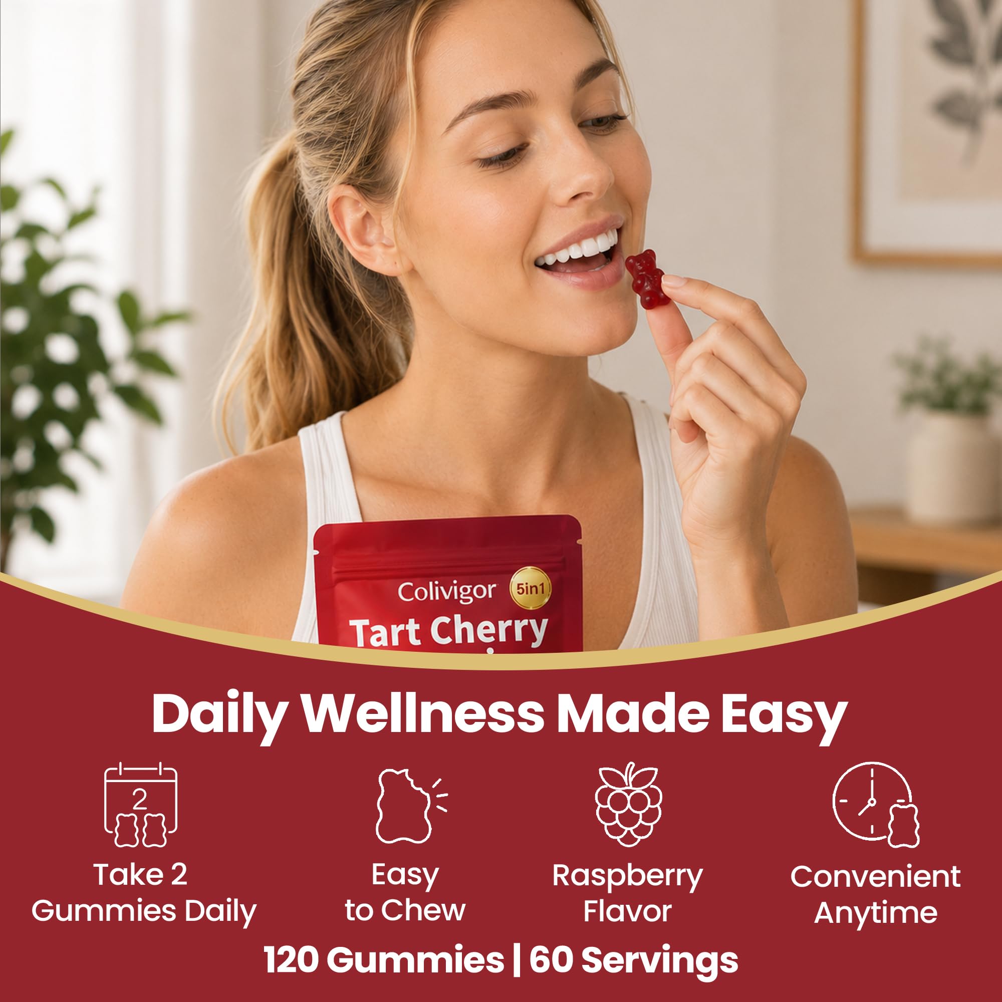 Tart Cherry Gummies | 120 Gummies | 1000mg Tart Cherry Extract with Celery Seed, Ginger, Reishi Mushroom & Quercetin | Sugar Free | Antioxidant Supplement — Amazon image 6