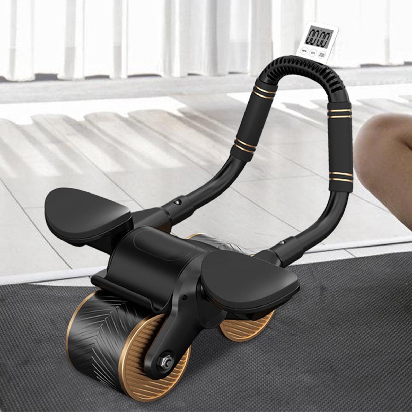 Ab Wheel Roller – Rueda de ejercicio AB Roller | Rodillo AB con soporte para codo y temporizador | Cilindro de rueda abdominal portátil | Abs rueda Roller | Abs Damen Herren Home Gym