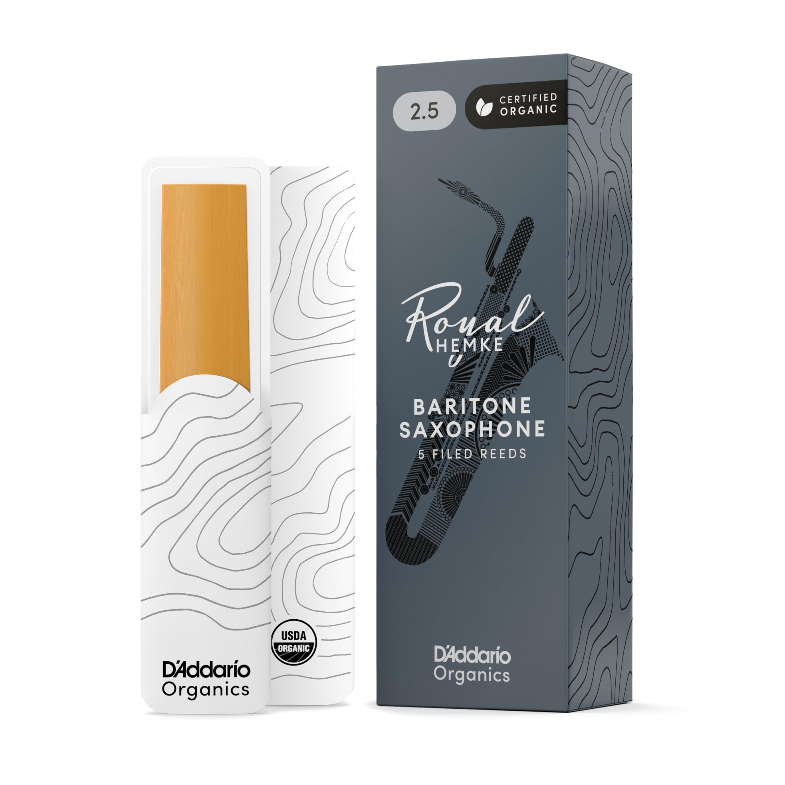 D'Addario Confezione da 5 ance Hemke per sassofono baritono, durezza 2,5