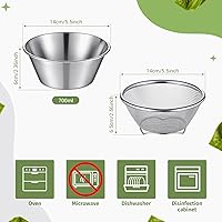 Vista 2 de Baderke 2 Pcs Mini Colander & Food Strainer 304 Stainless Steel Small Mixing Colanders Bowl Rice Strainer for Kitchen Cooking Fruit Washing