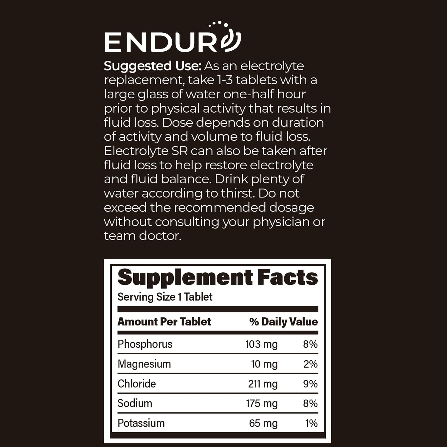 ENDUR - Electrolyte - SR (Sustained Release) Hydration Support, Sugar Free, Easy-Swallow - Gentle on Stomach - Optimal 4–6 Hour Hydration Support - Sports Certified - 60 Tablets