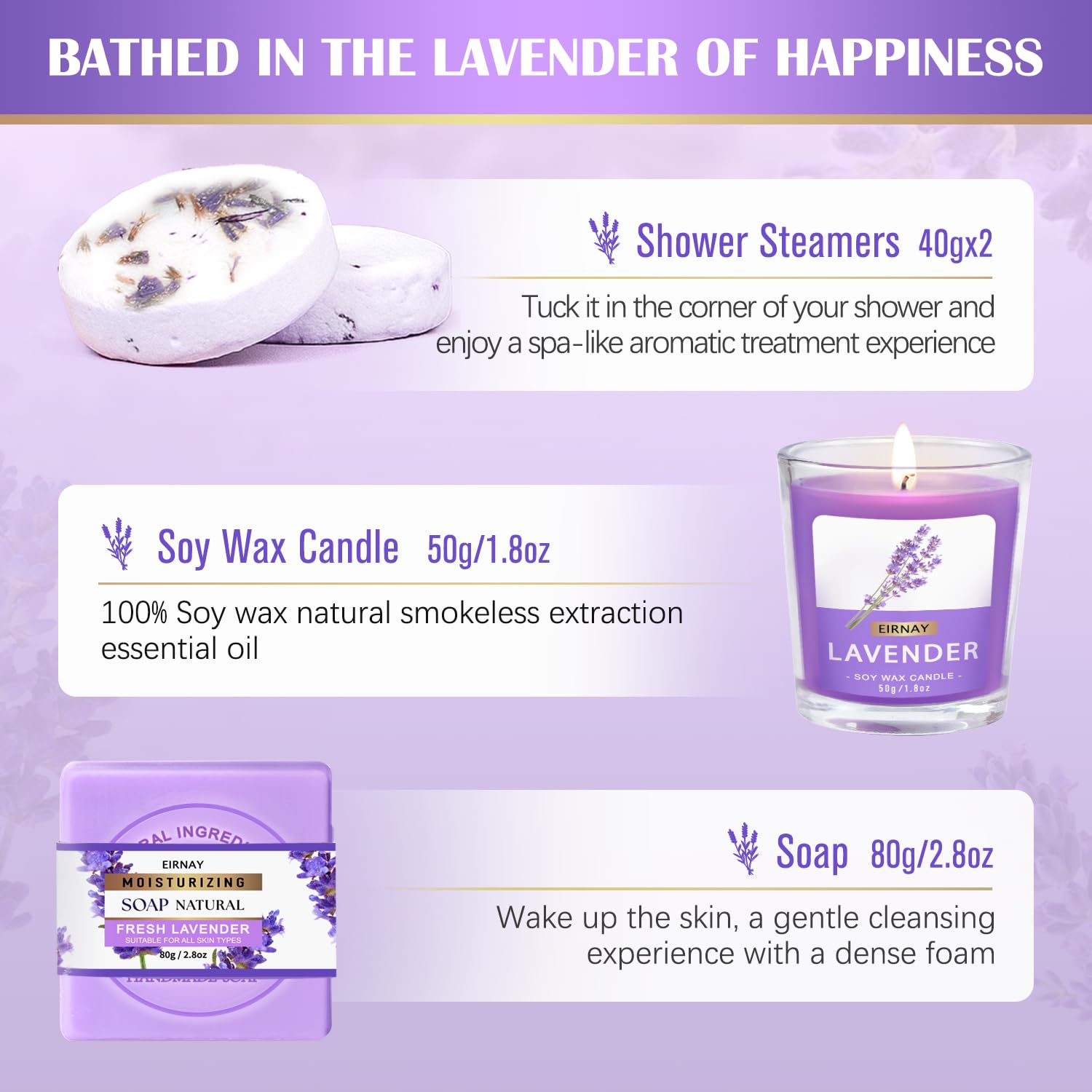 Gift for Women, Spa Gift Baskets for Women - 17pcs Lavender Sets with Body Lotion, Bubble Bath, Relaxing Bath Sets, Birthday Christmas Gifts for Her, Spa Kit for Mom Wife Sister Friend - Image 6