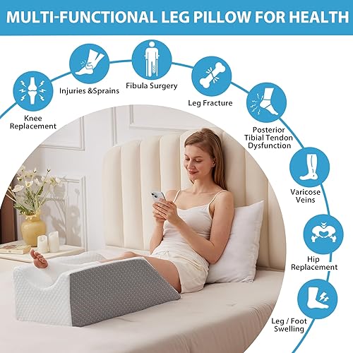 Miniatura 4 de Almohadas de elevación de piernas para después de una cirugía, lesión o descanso, almohada de espuma viscoelástica para elevar las piernas,