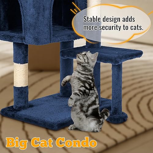 Miniatura 6 de FDW - Árbol para gatos de 37.8 pulgadas, torre para gatos para interiores con postes para rascar, mueble para gatos de varios niveles, centro de