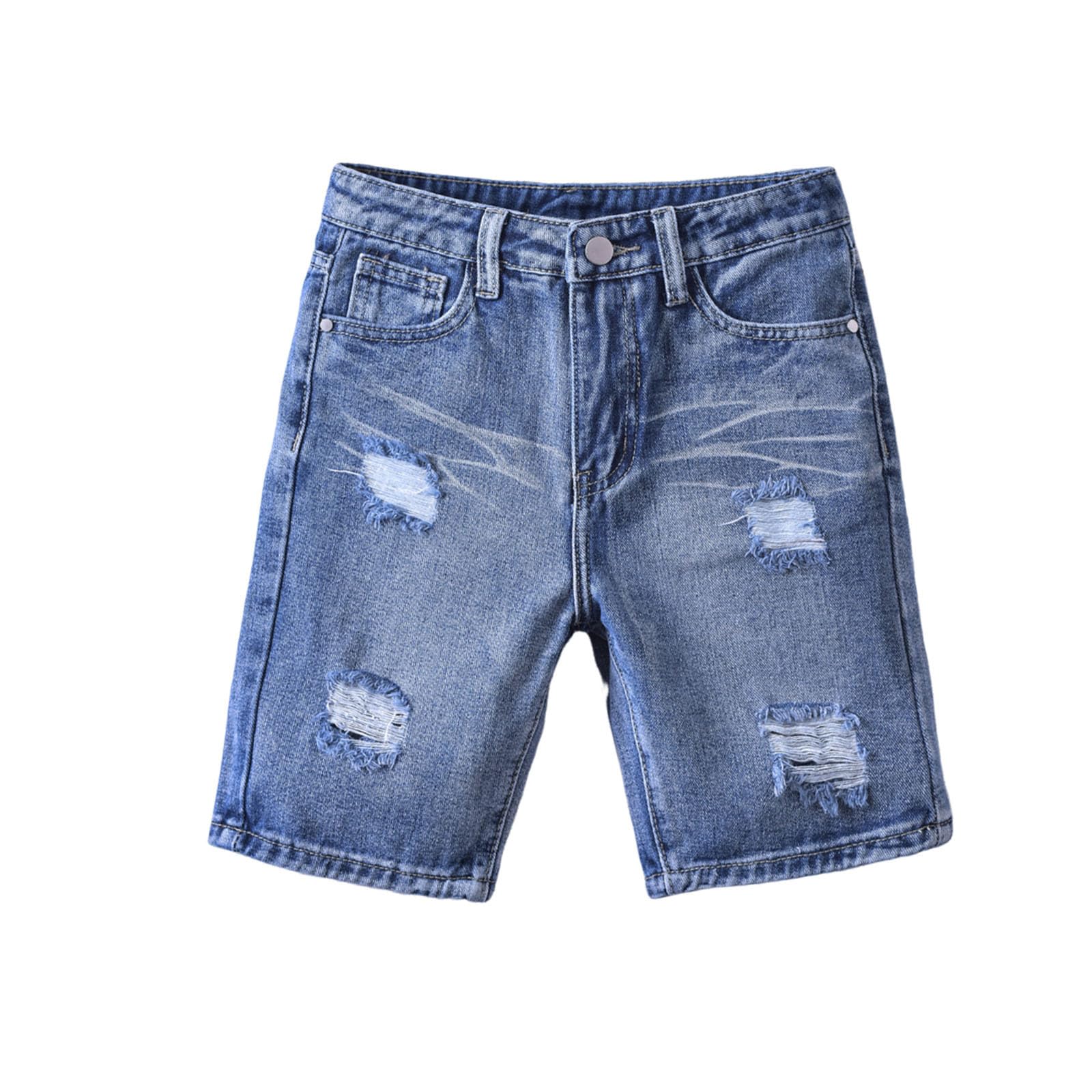 Pantaloncini di Jeans Strappati per Bambino Pantaloni Corti Elastica in Vita Pantaloncino in Denim Estate Casual Pantaloni con Tasche Ragazzi Ragazze Jeans Short Comodi Shorts da All'Aperto