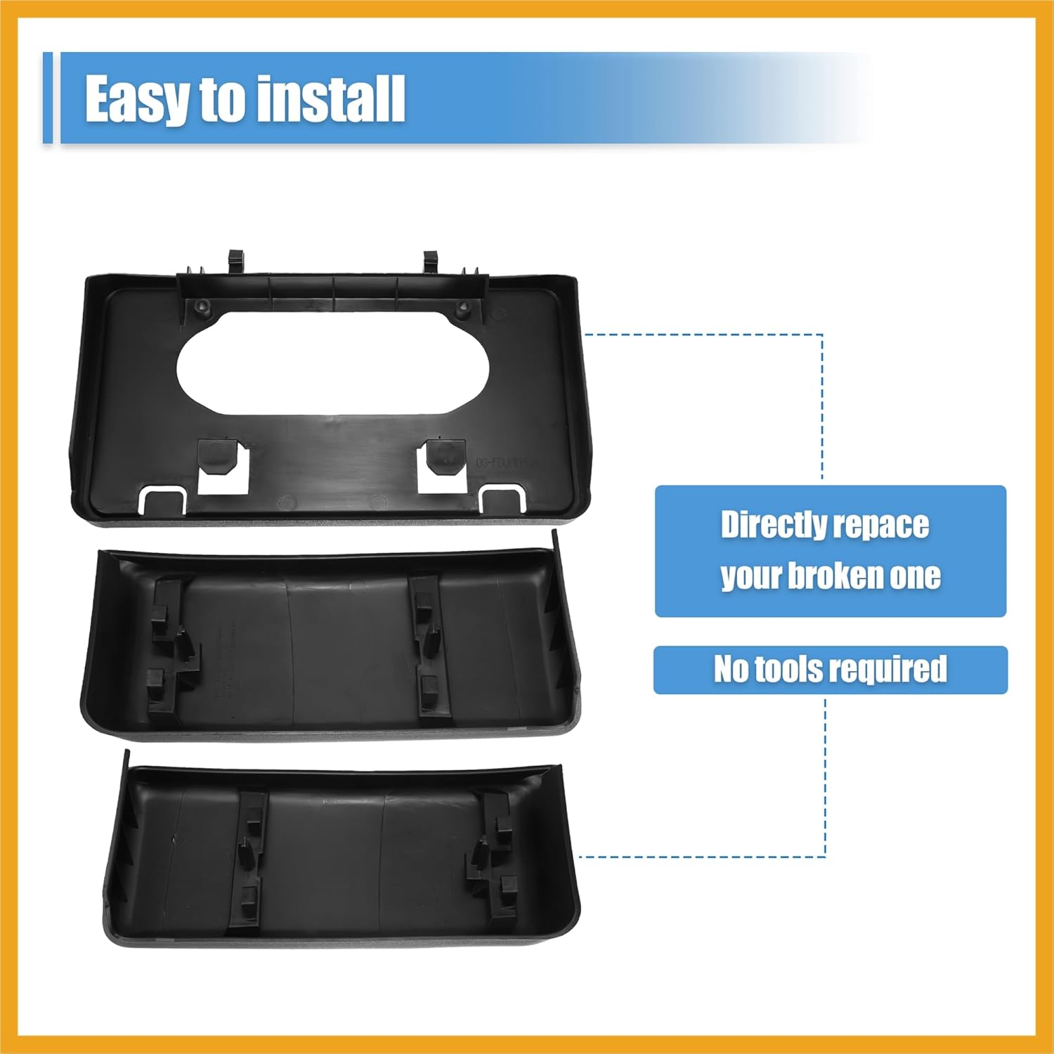 1 Set for Ford F-150 2009-2014 Front Left Right Bumper Guards Insert Pads Cap License Plate Frame Bracket 9L3Z17E810B 9L3Z17A385A Replacement