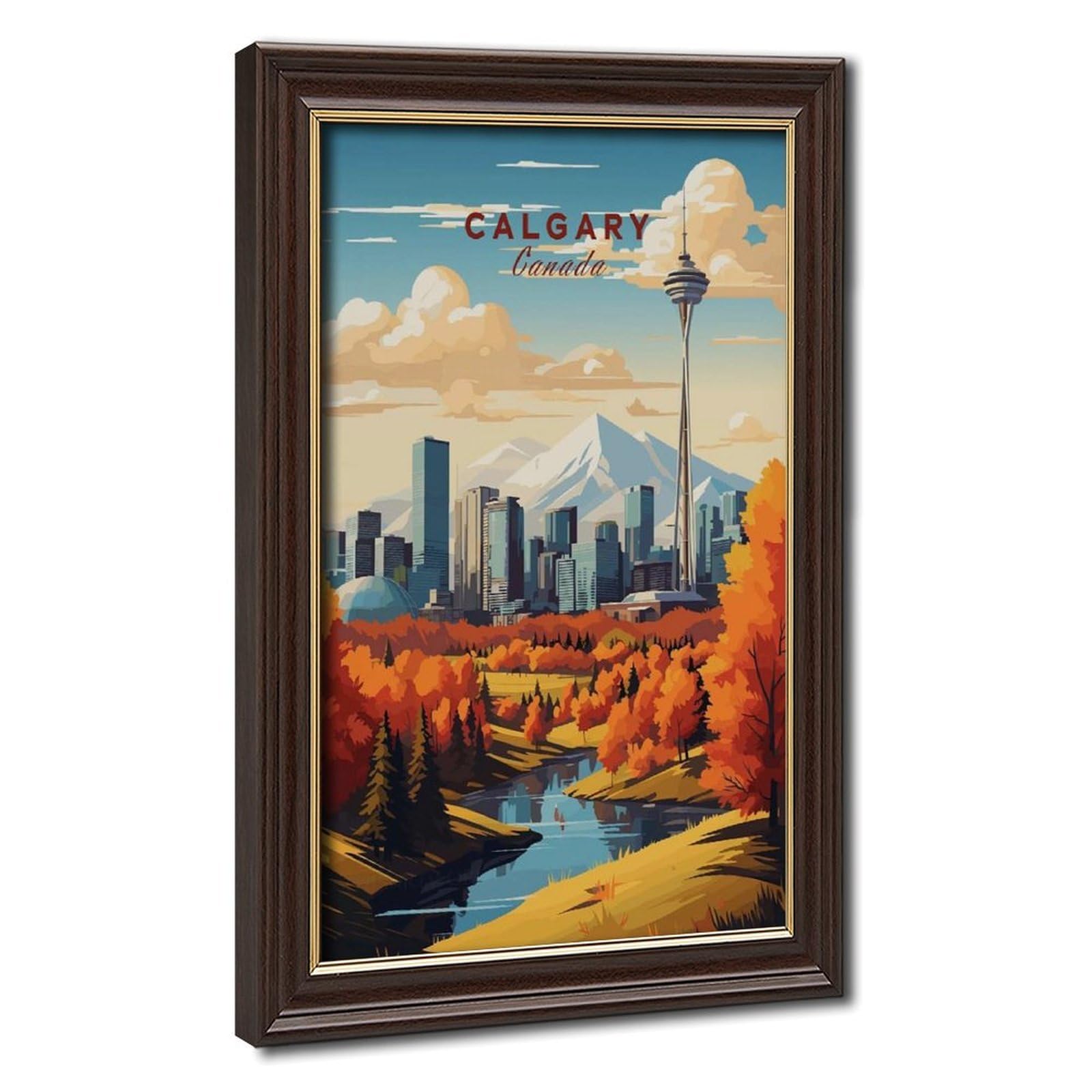 Bareronor Mokume Gane Frame-Style Calgary Poster Travel Poster Canvas Poster For Office Decor Gift