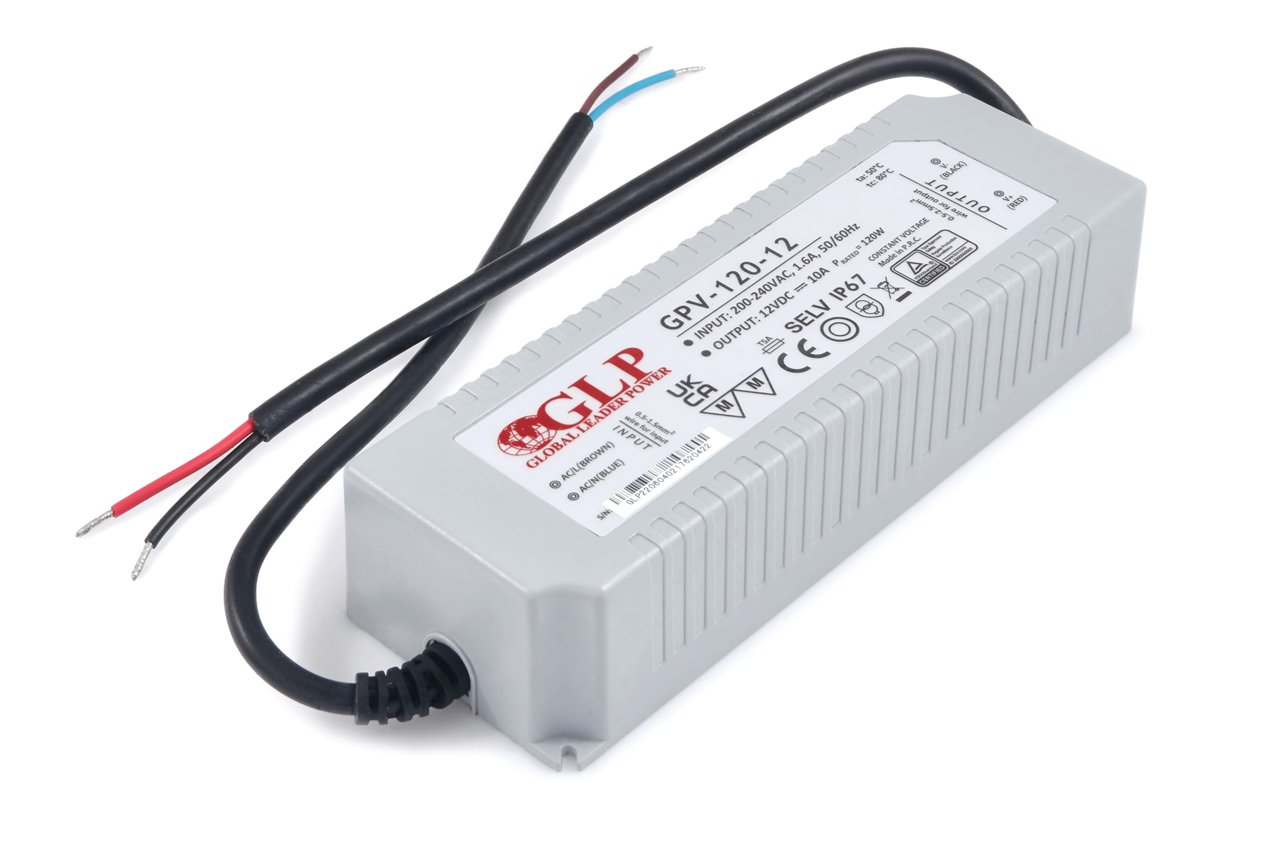 Netzgerät GLP - Hutschienen Netzteil mit 12V, 120Watt, 10A, LPV-150-12 - Schutzart IP67 - Hutschienen Netzteil LED-Rail - Überspannungsschutz - Passivkühlung - 205x70x45mm