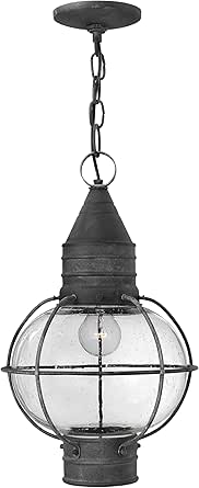 Hinkley Cape Cod 2202DZ Medium Outdoor Hanging Onion Lantern, Adjustable Height, Clear Seedy Glass, Aged Zinc