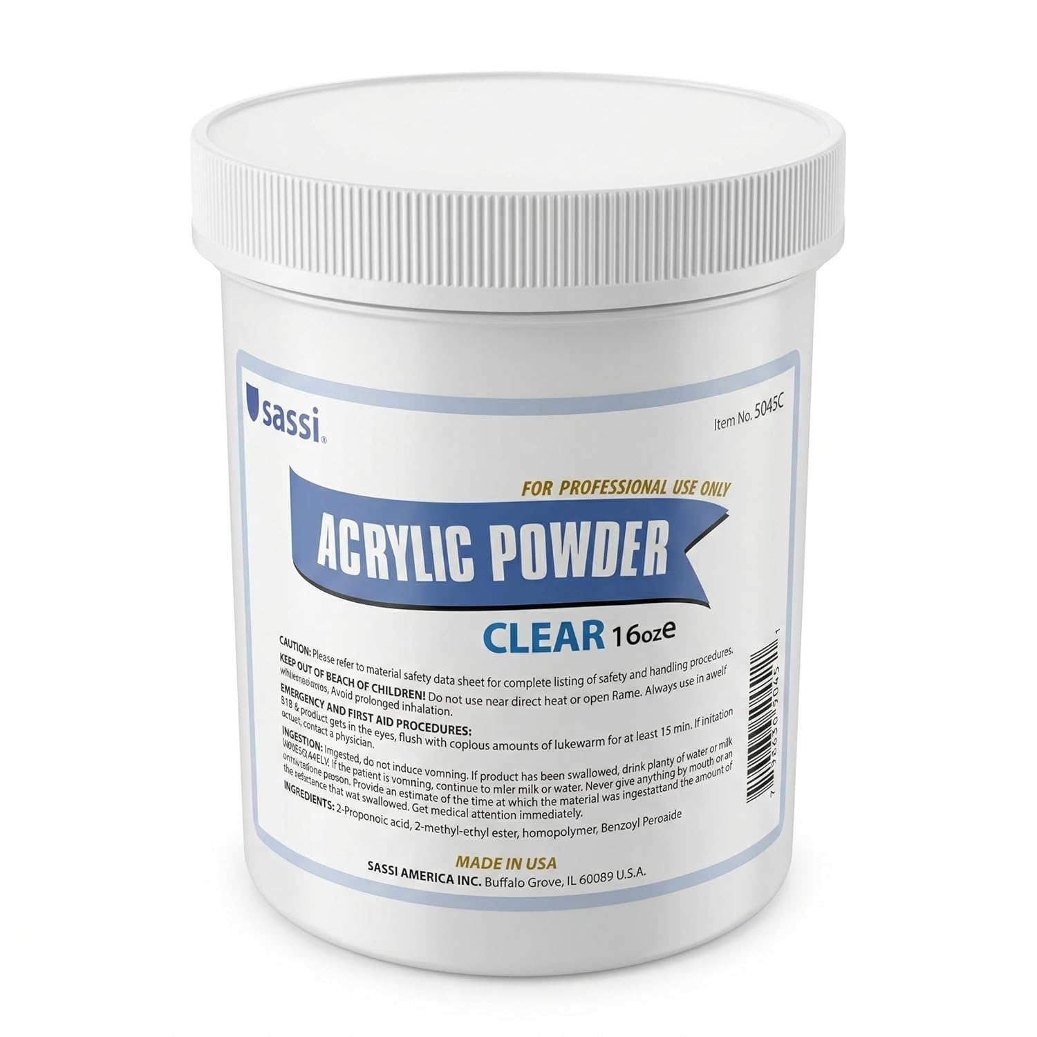 Sassi Classic Acrylic Powder Clear 16oz/1lb | Self-Leveling, Non-Yellowing Formula | Made in USA