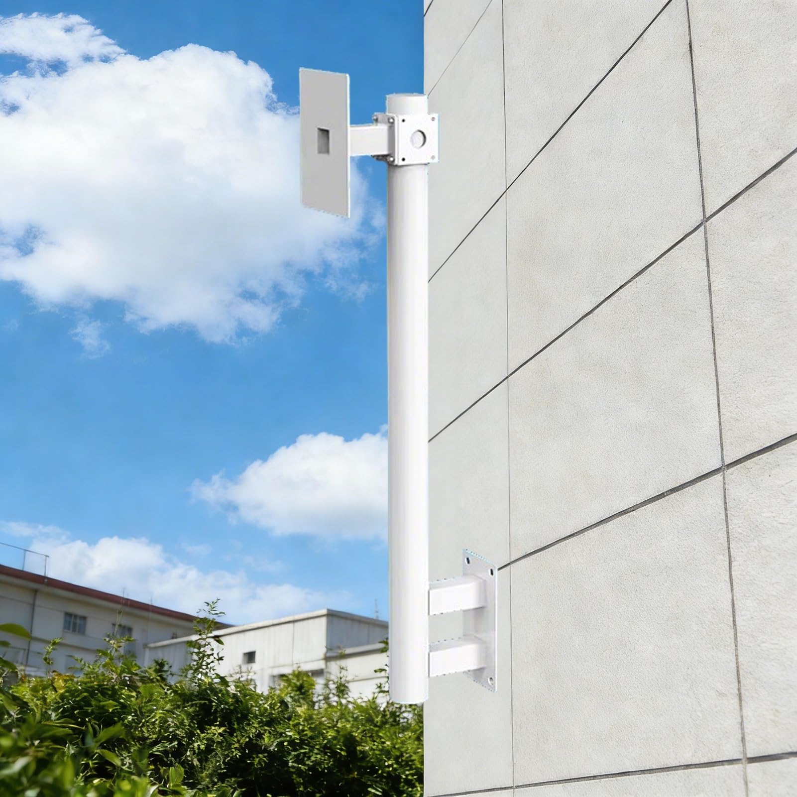 überwachungskamera Halterung Wandhalterung für Überwachungskameras im Außenbereich, Wetterfester Überwachungskameramast mit Verlängerungsarm(A,1.5m (5ft))