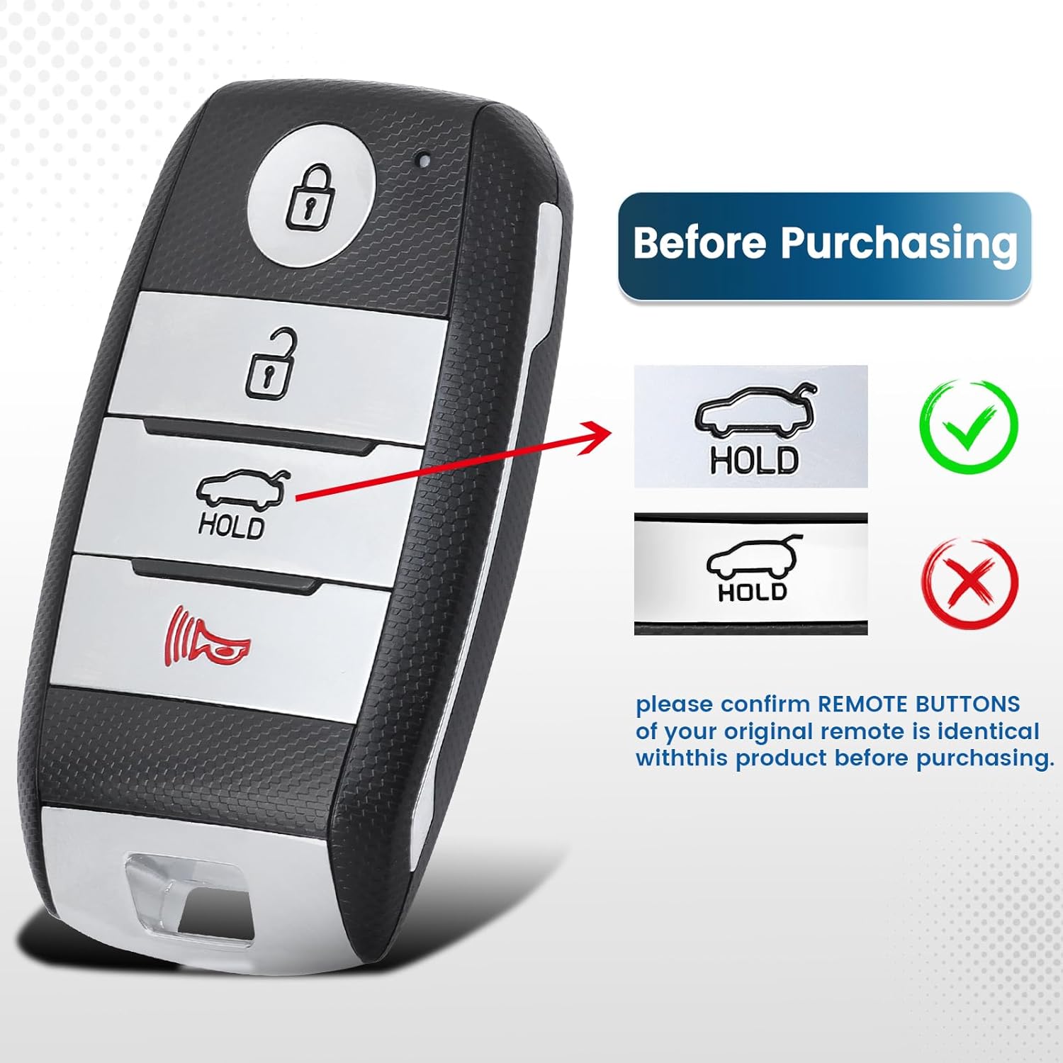 Keyecu Replacement Smart Remote Car Key Fob for Kia Optima 2014 2015 for Rio 2015 2016 2017 SY5XMFNA04 95440-2T510/95440-1U500/95440-1W101 315MHz ID46 Chip 4 Buttons