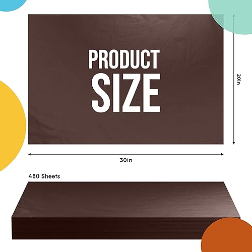 Miniatura 2 de Papel de seda marrón para bolsas de regalo, papel de seda a granel de 20 x 30 pulgadas, 480 hojas, papel de periódico de 10 libras para embalaje,