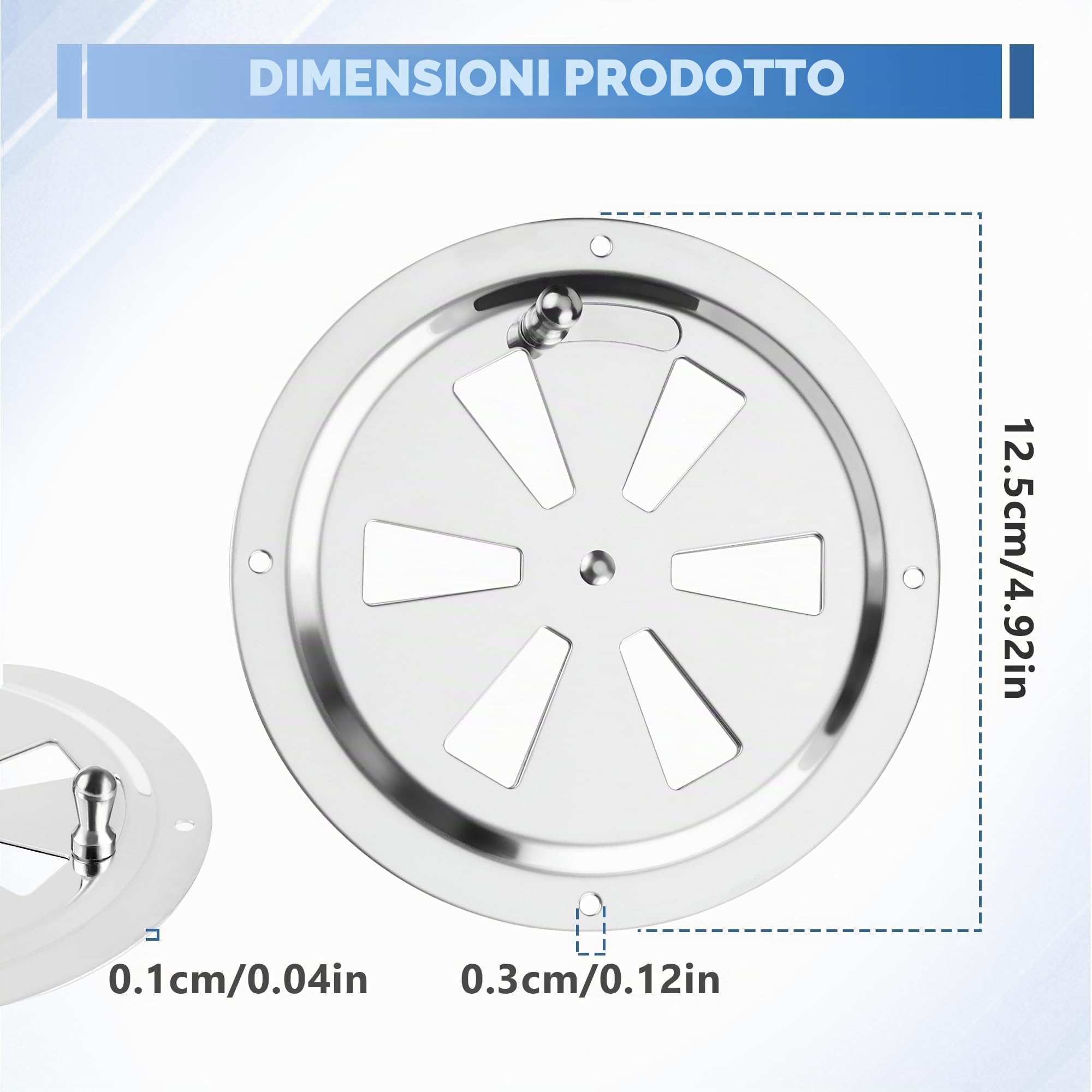 Inossidabile Piastra Di Ventilazione 125mm Griglia Aerazione Regolabile Lamiera Di Ventilazione Rotonda per la Ventilazione della griglia, imbarcazioni, Camper, Case etc