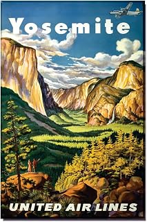 United Airlines Yosemite, Travel Poster, 2 x 3 inch Refrigerator, Travel Fridge Magnet, Souvenir, Gift