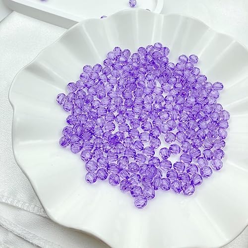 Miniatura 2 de 400 cuentas de cristal redondas acrílicas de 0.315 pulgadas (0.315 in), cuentas espaciadoras facetadas de color para hacer joyas, pulseras,