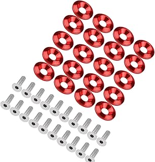 20 Piezas Negro Black Blue Bumper Pornos Conjunto de Pernos de Aluminio Universal Aluminio Kit Vestir, Aplicación Versátil, Premium, Instalación Fácil, Elegante (rojo)