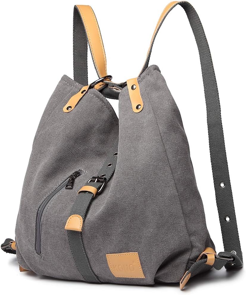 Women Backpack Canvas Shoulder Bag Anti-Theft Travel Rucksack Convertible 3 in 1 Crossbody Bag Vintage Fashion Backpack Women Ladies Handbag College Daypack (Grey)