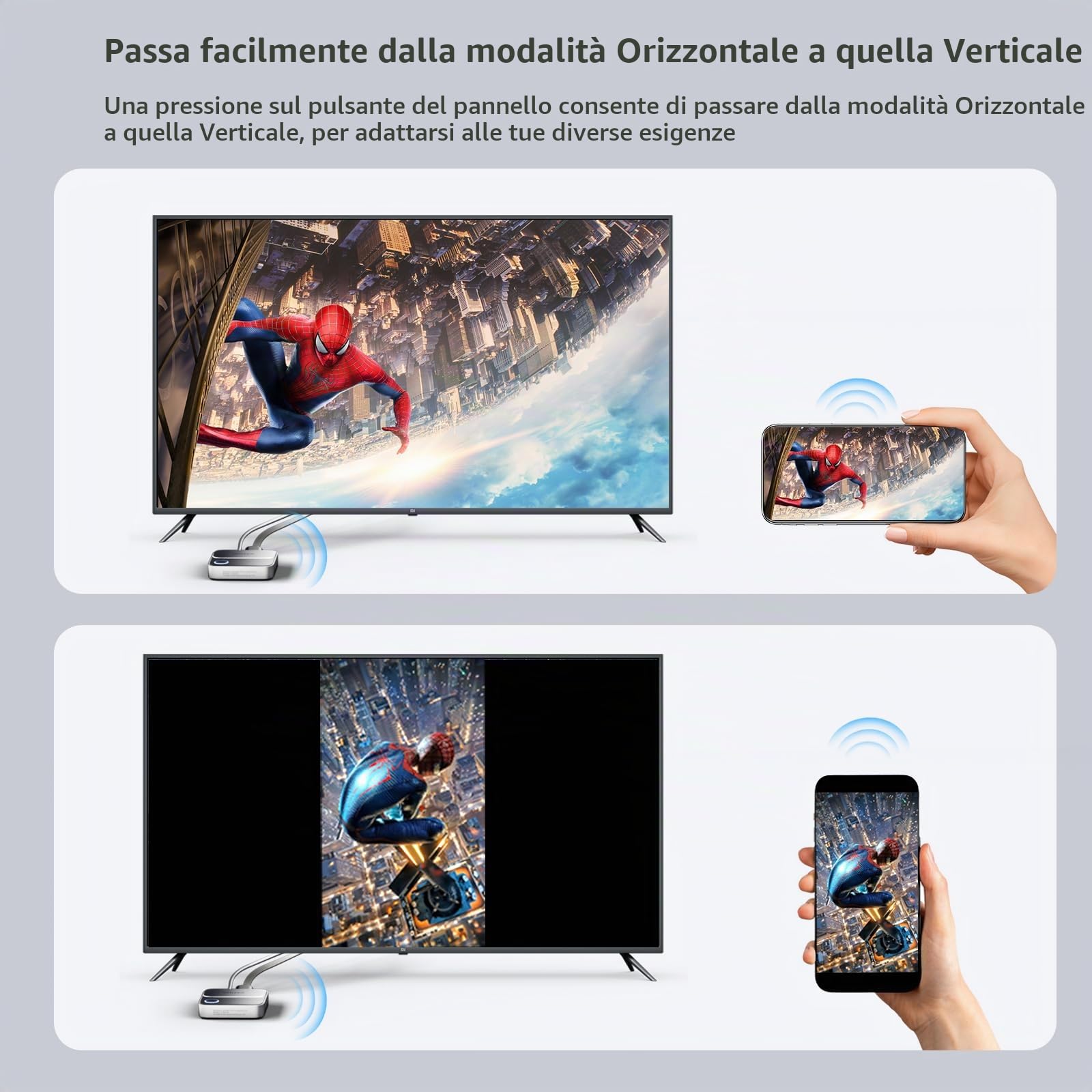 Unitek Dongle Adapter - HDMI Wireless 4K 5G Miracast/Airplay Wi-Fi per TV/Proiettore/Monitor, Schermo 4K a 60Hz DLNA