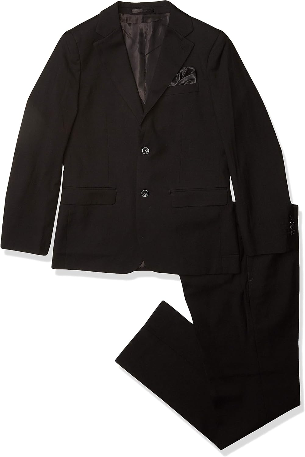 American Exchange boys Solid Vested Suit-husky Sizes Business Suit Jacket, Black, 16 Husky