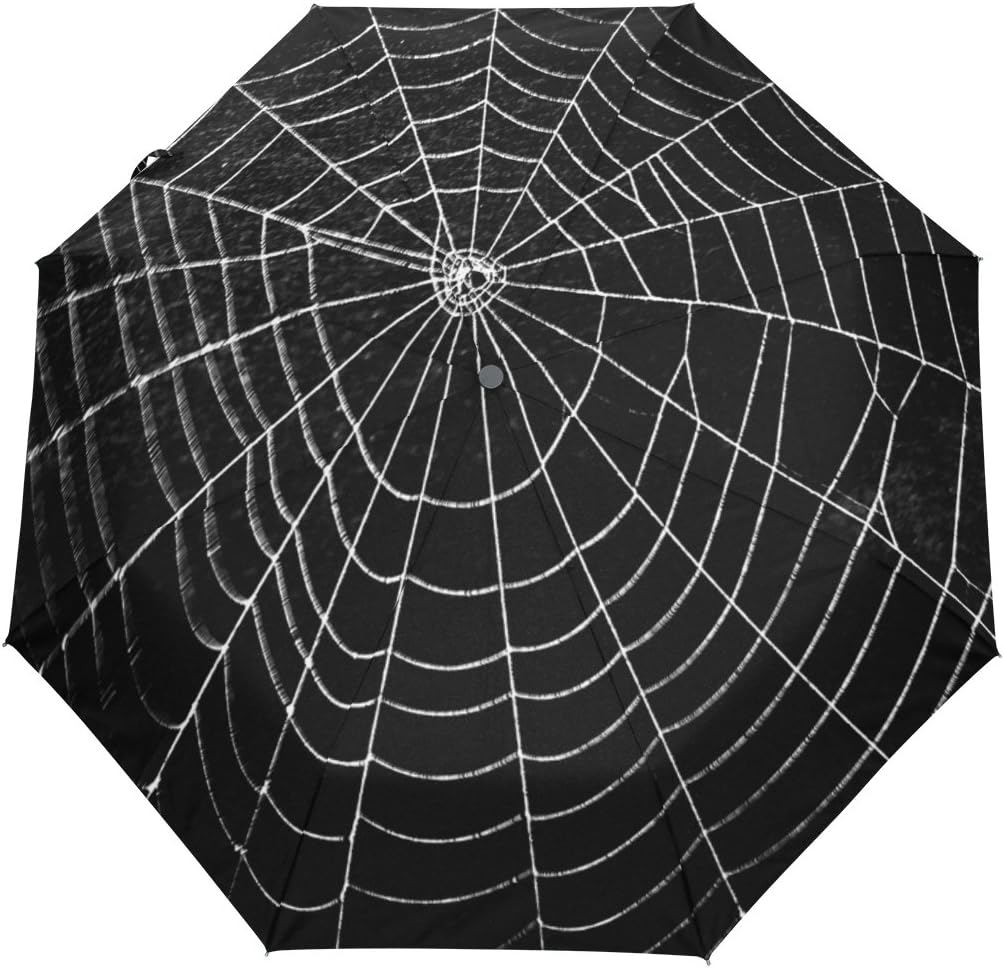 Naanle Happy Halloween Spider Web Auto Open Close Foldable Windproof Travel Umbrella